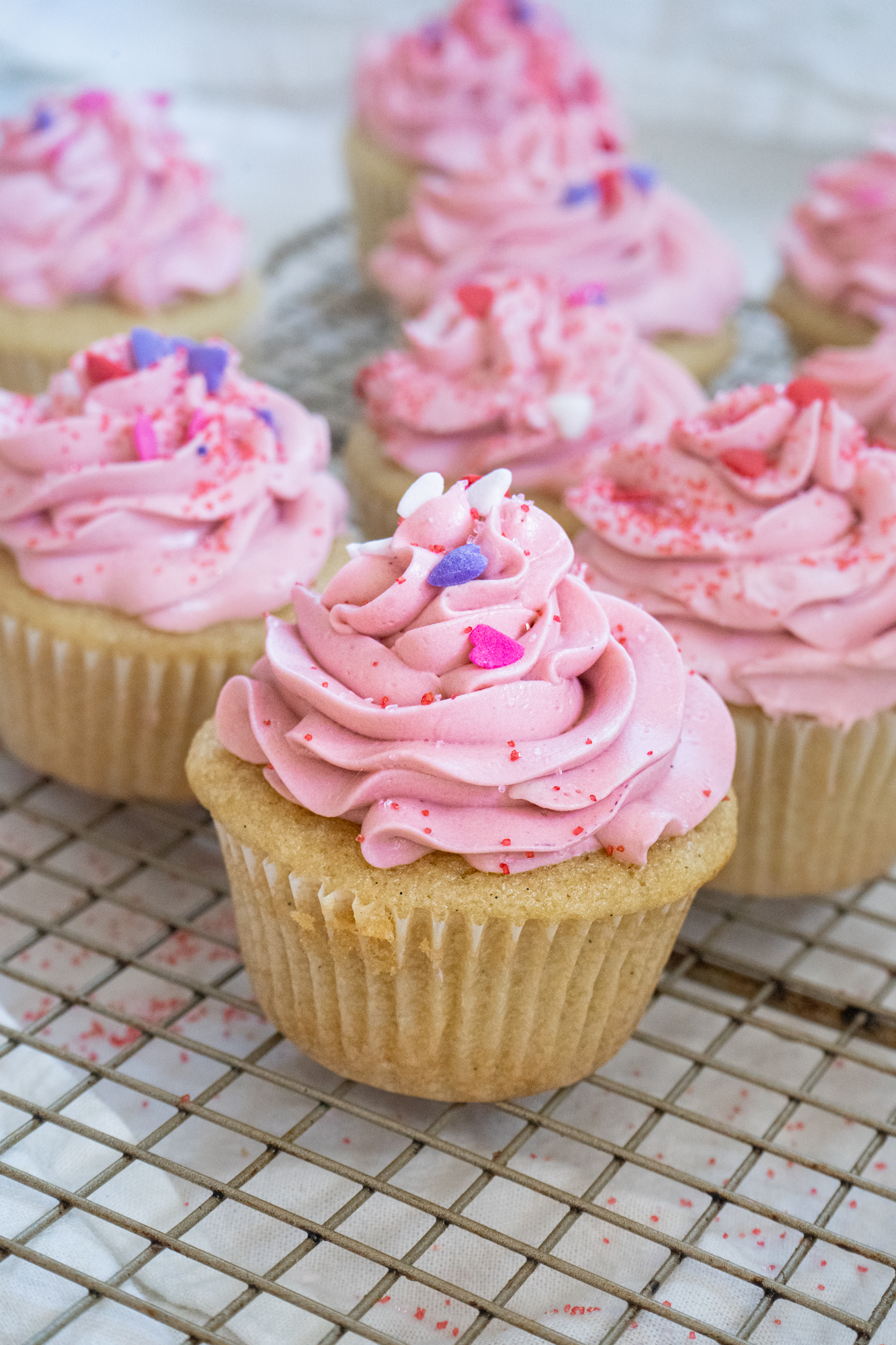 Vanilla Cupcakes with Champagne Frosting - The Friendly Feast - Vegan ...